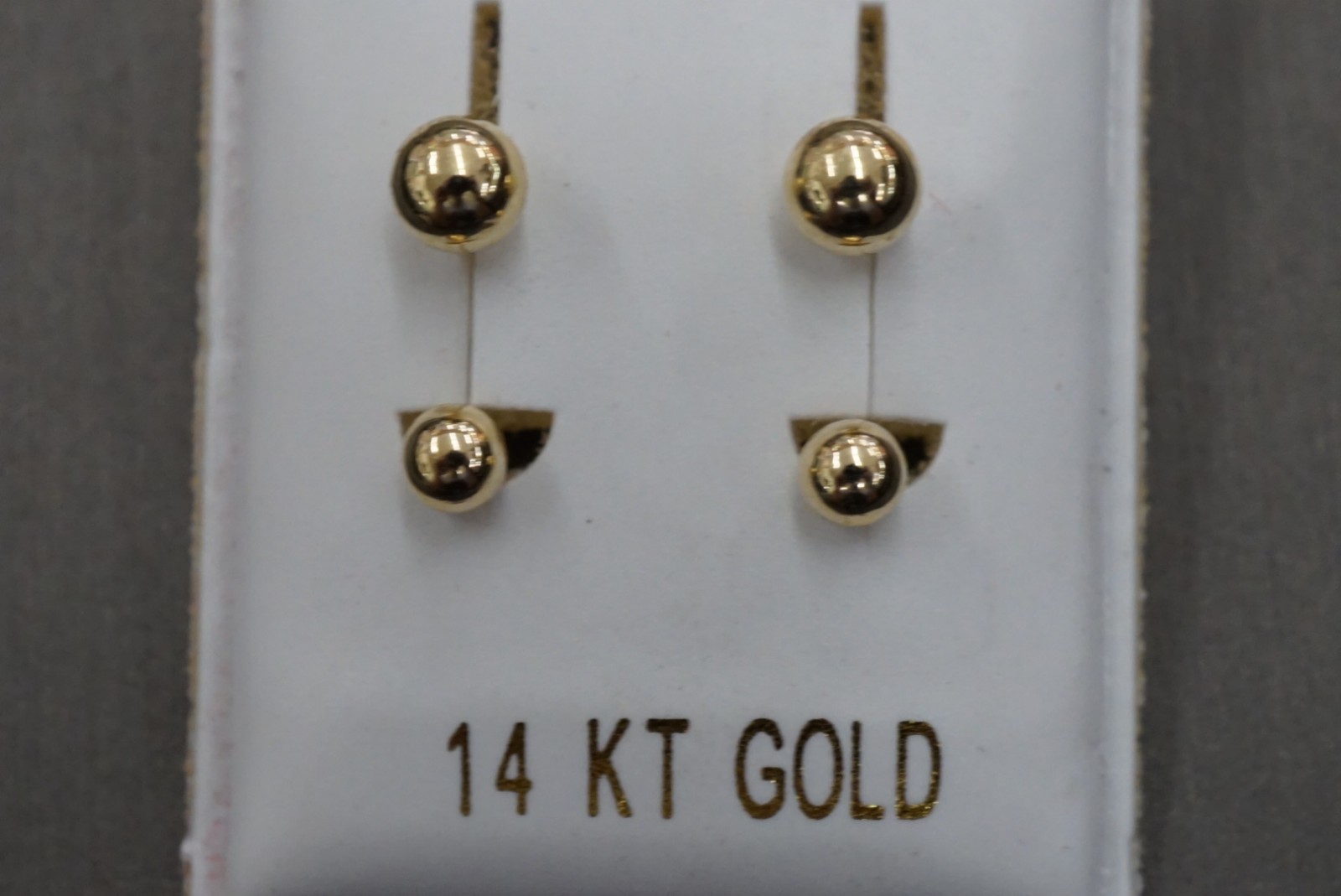 14K Solid Yellow Gold 3mm With 4mm Ball Telephone Earrings.