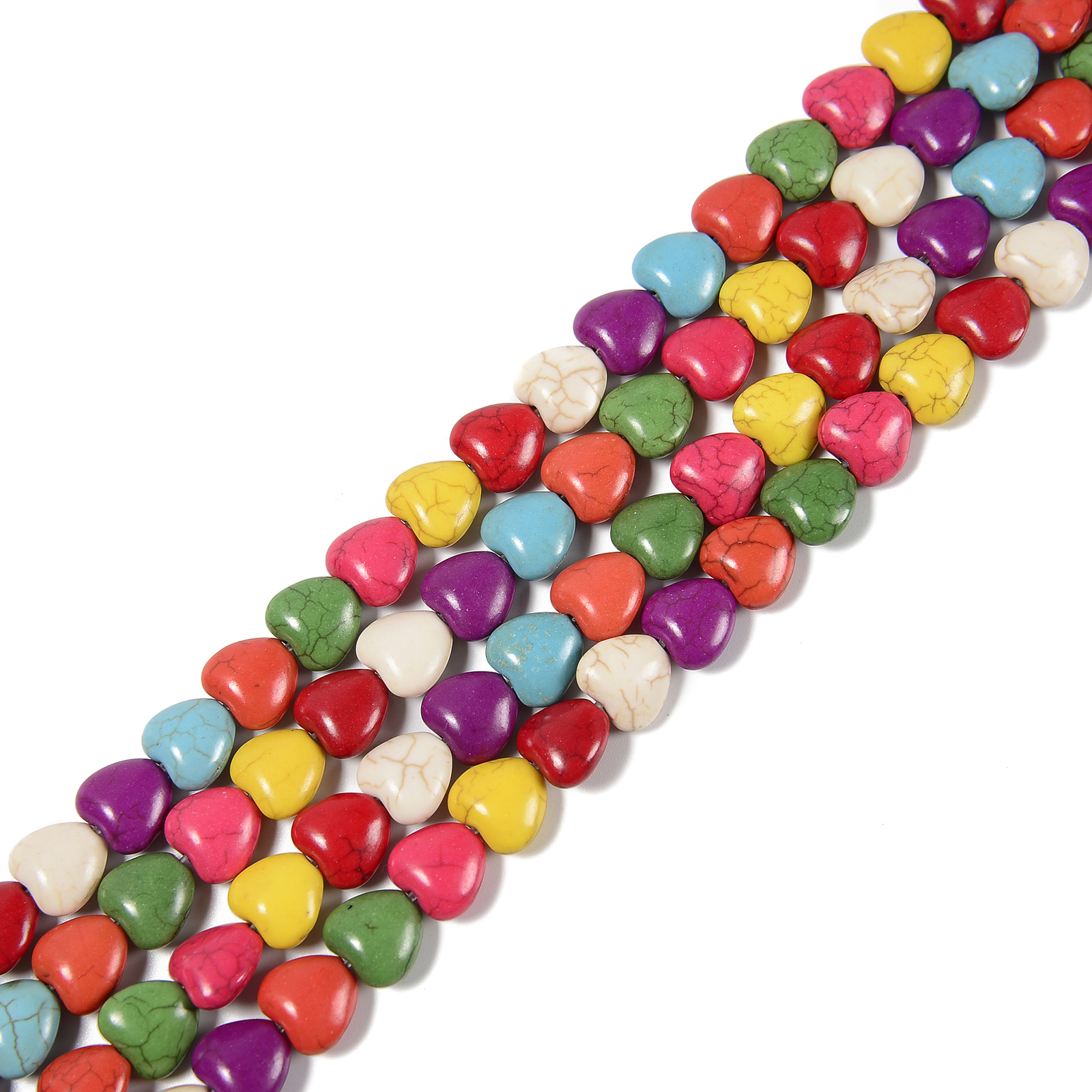 Multi-color Howlite Turquoise Heart Beads Size 8mm 10mm 15.5” Strand