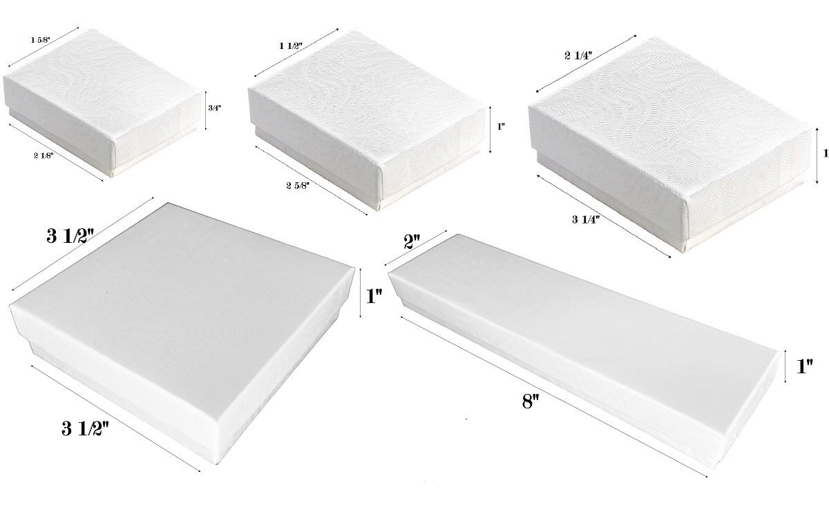 White Swirl Eggshell Finish Cotton Filled Jewelry Boxes