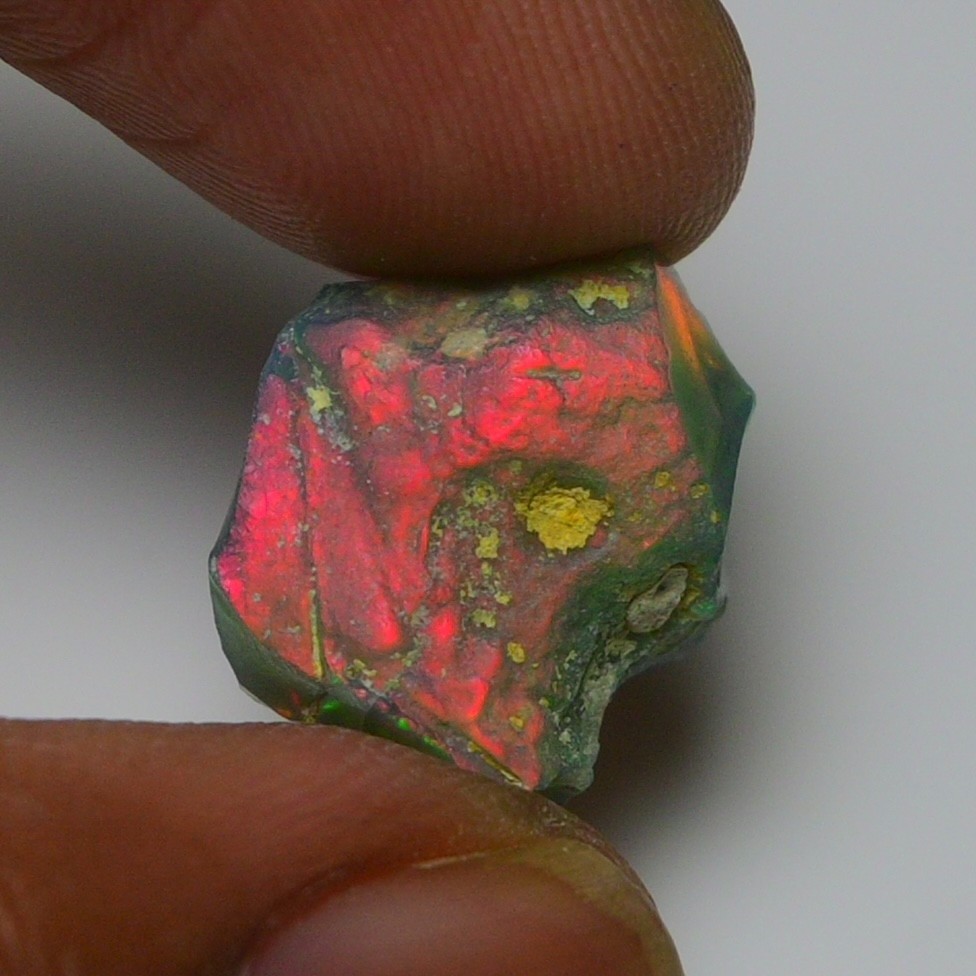6.7 ct Natural Black Opal Rough Ethiopian, Fire Opal Gemstone, 15x12MM Welo Opal
