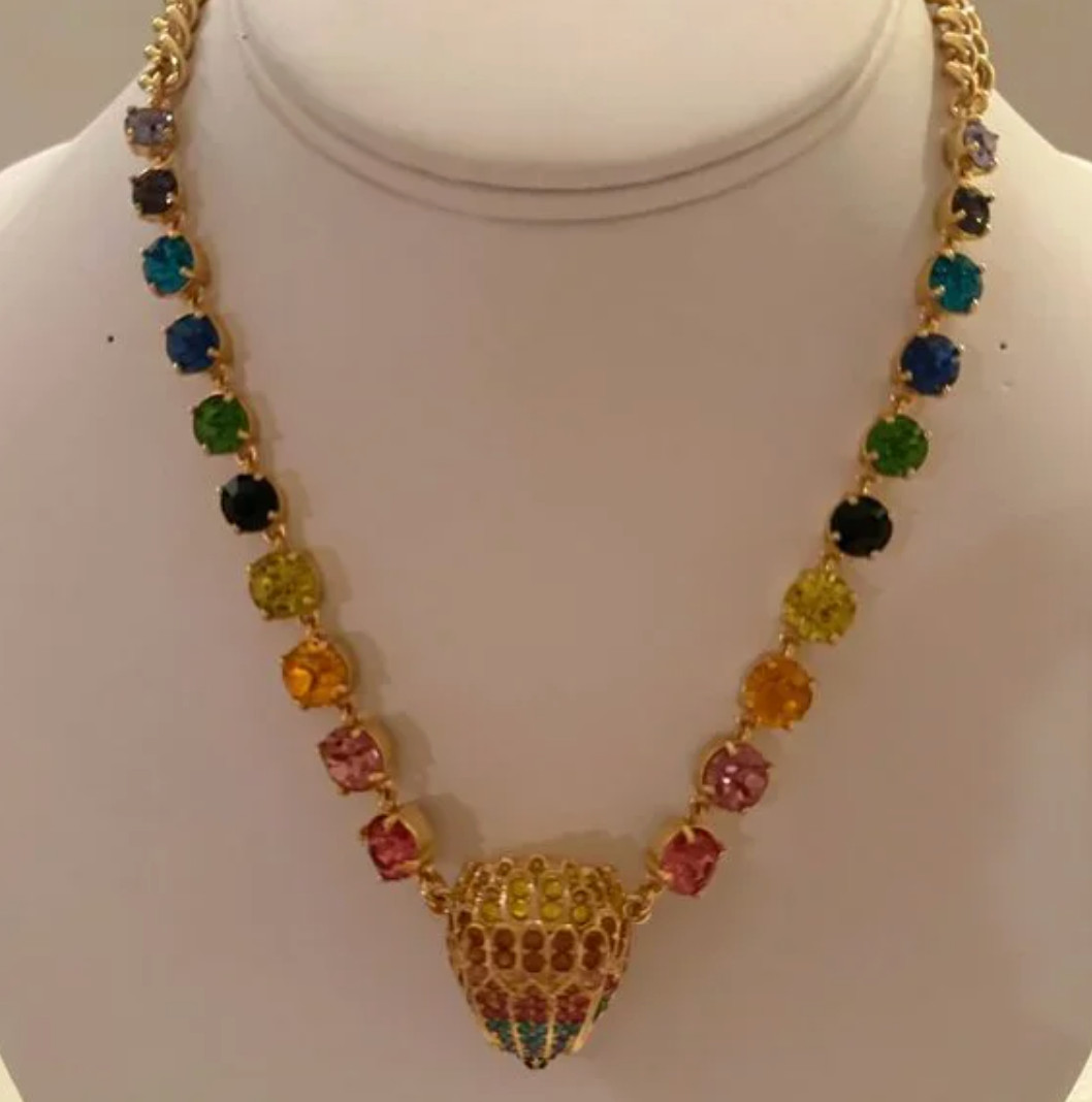 Kurt Geiger Necklace Eagle Head Gold Tone Pave Multicolored Crystals & EARRINGS