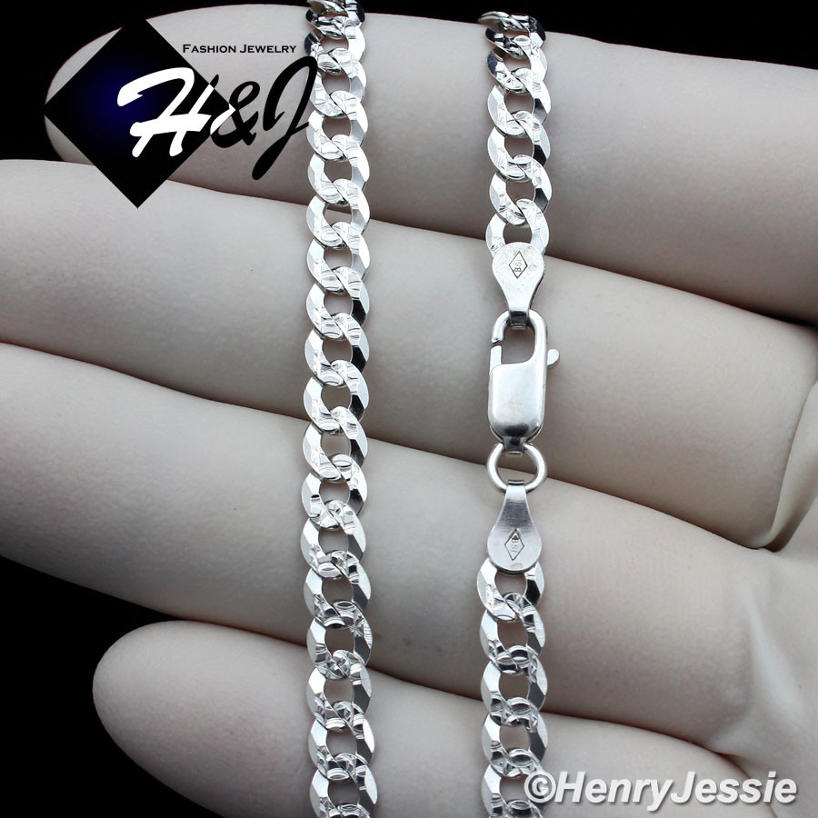24″MEN 925 STERLING SILVER 4.5MM DIAMOND CUT CUBAN CURB LINK CHAIN NECKLACE*SN17