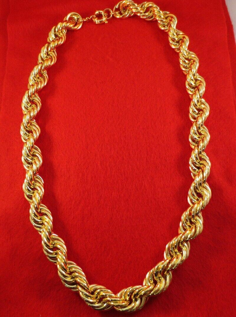 24″,26″,28″, 30″ HIP HOP 20MM 14KT GOLD PLATED RUN DMC DOOKIE ROPE CHAIN
