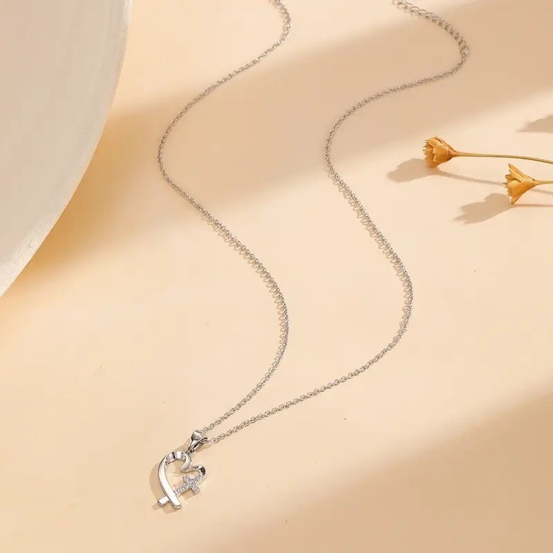 Silver Heart Cross Pendant Necklace Christian Jewelry Gift Women, Love Chain
