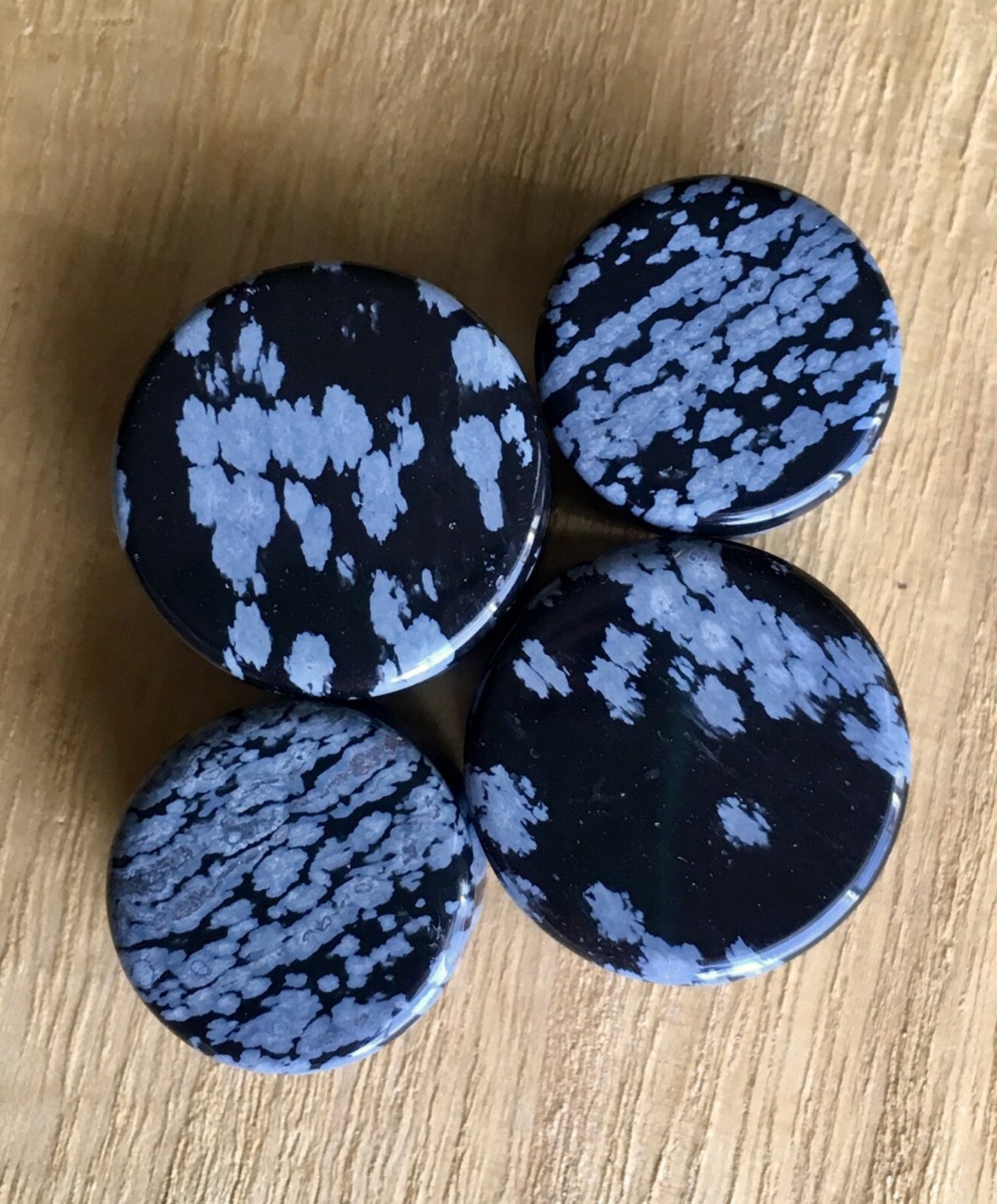 PAIR Snowflake Obsidian Stone Plugs Gauges – 3mm (8g) to 25mm (1.5″) available!