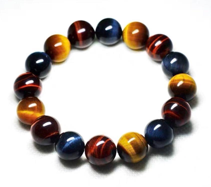 8mm Multicolor Tiger Eye Bracelet Healing Reiki Gift Unisex Jewelry Good Luck