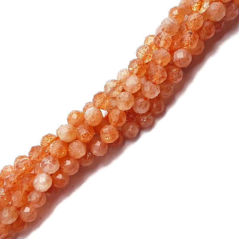 Natural Sunstone Lepidocrocite Faceted Round Beads 2.5mm 4mm 5mm 15.5″ Strand