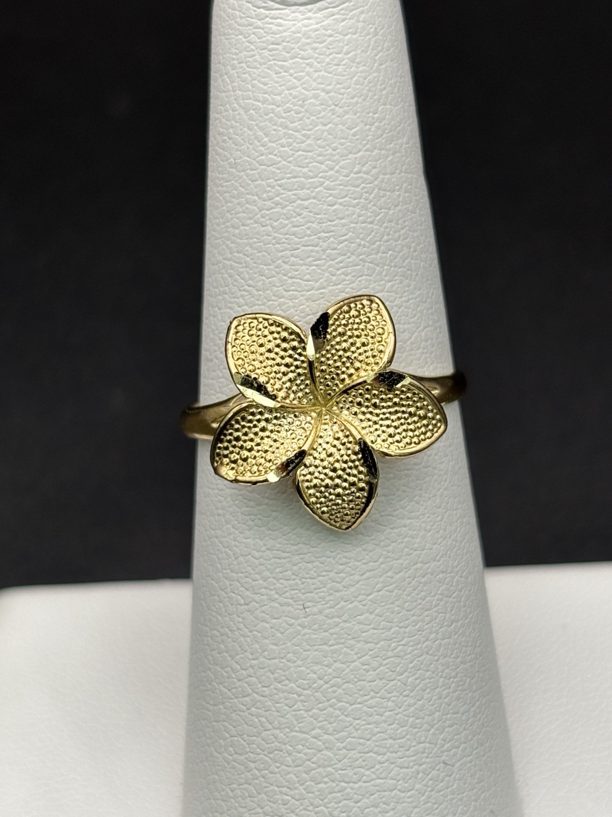 10k Solid Gold Ring Hibiscus Flower