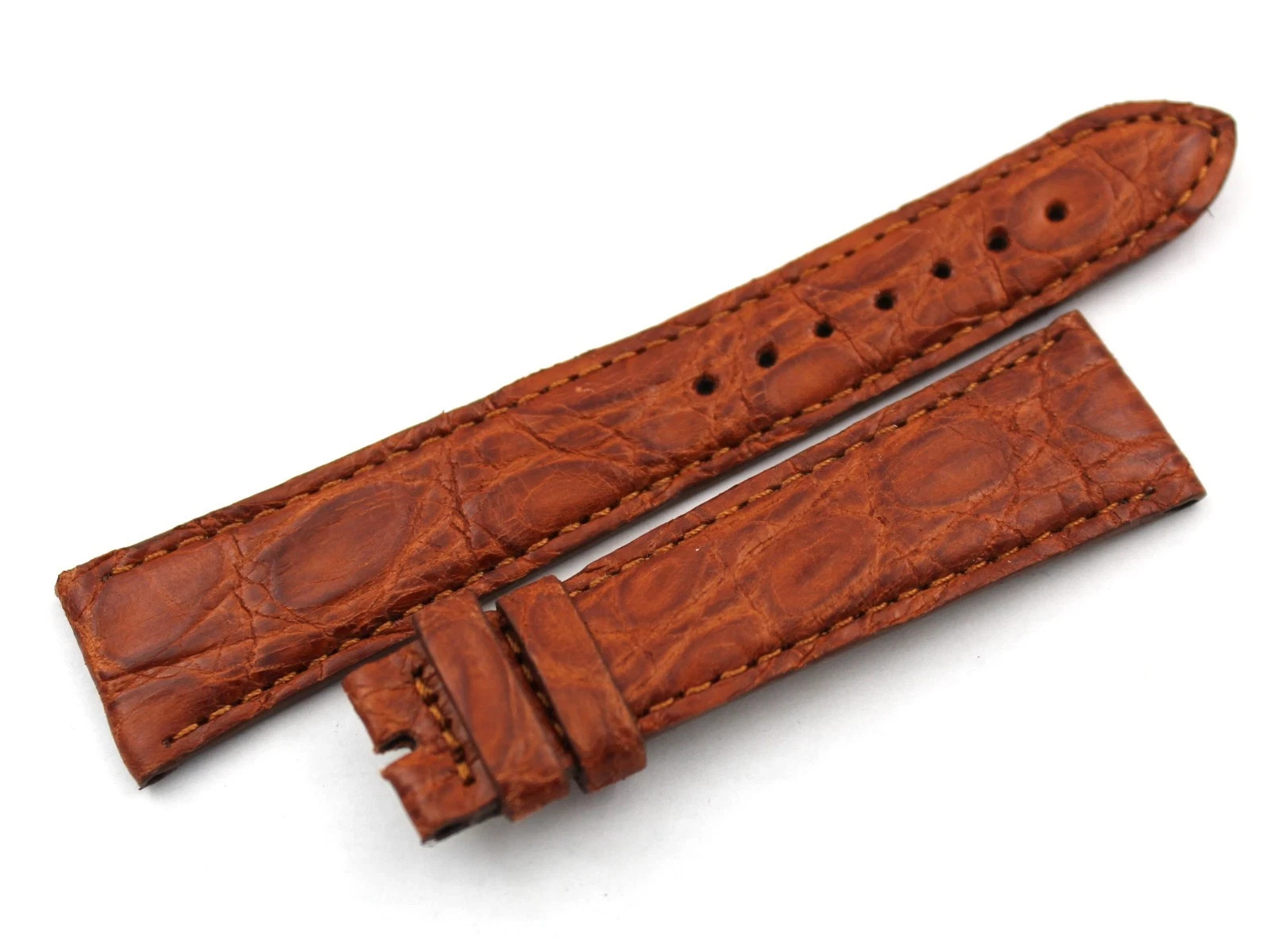 Burnt Brown Matte Crocodile Leather Strap 20/16mm Handmade New