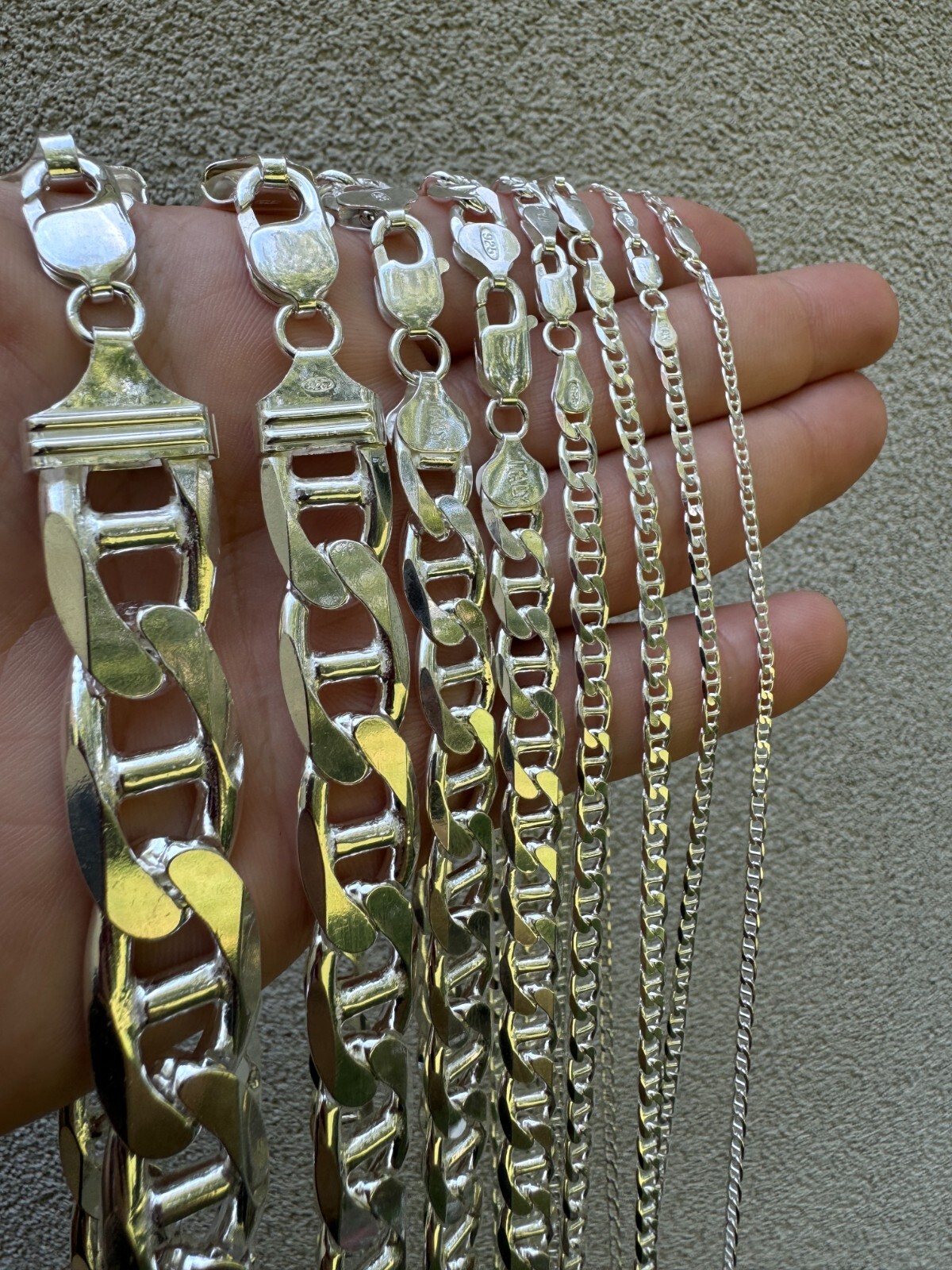 Real Solid 925 Sterling Silver Mariner Link Chain Or Bracelet ITALY 3-12mm Mens