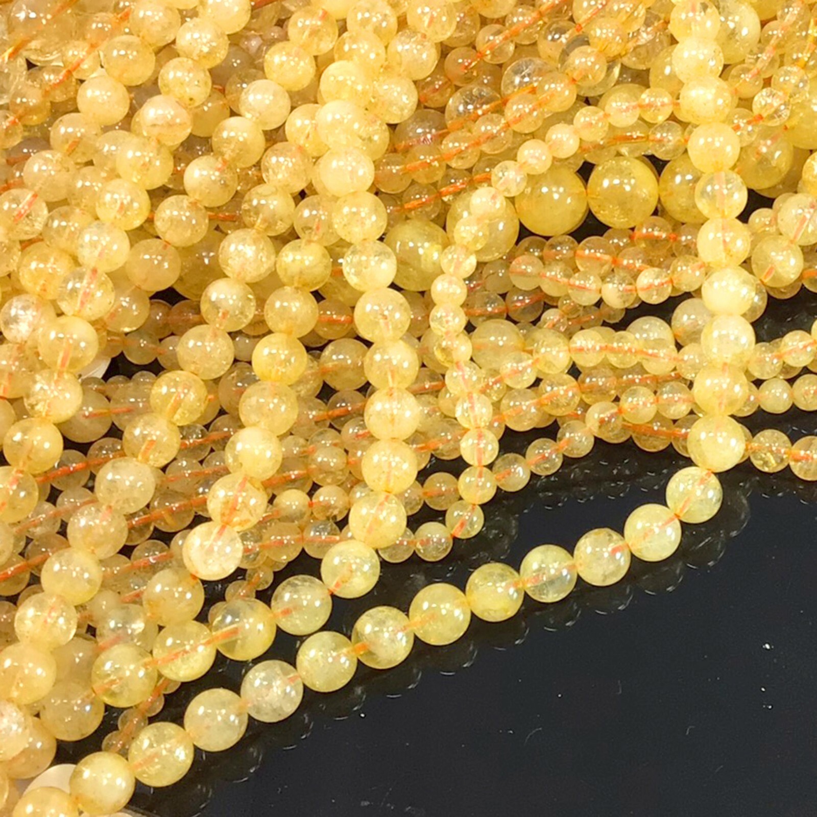 Gemstone Natural Citrine Round Beads Golden Smooth Loose Beads 15″ 4 6 8 10 12mm