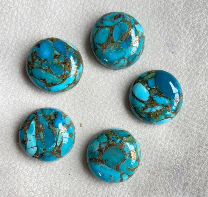 [WHOLESALE] BLUE COPPER TURQUOISE CABOCHON ROUND SHAPE LOOSE GEMSTONE