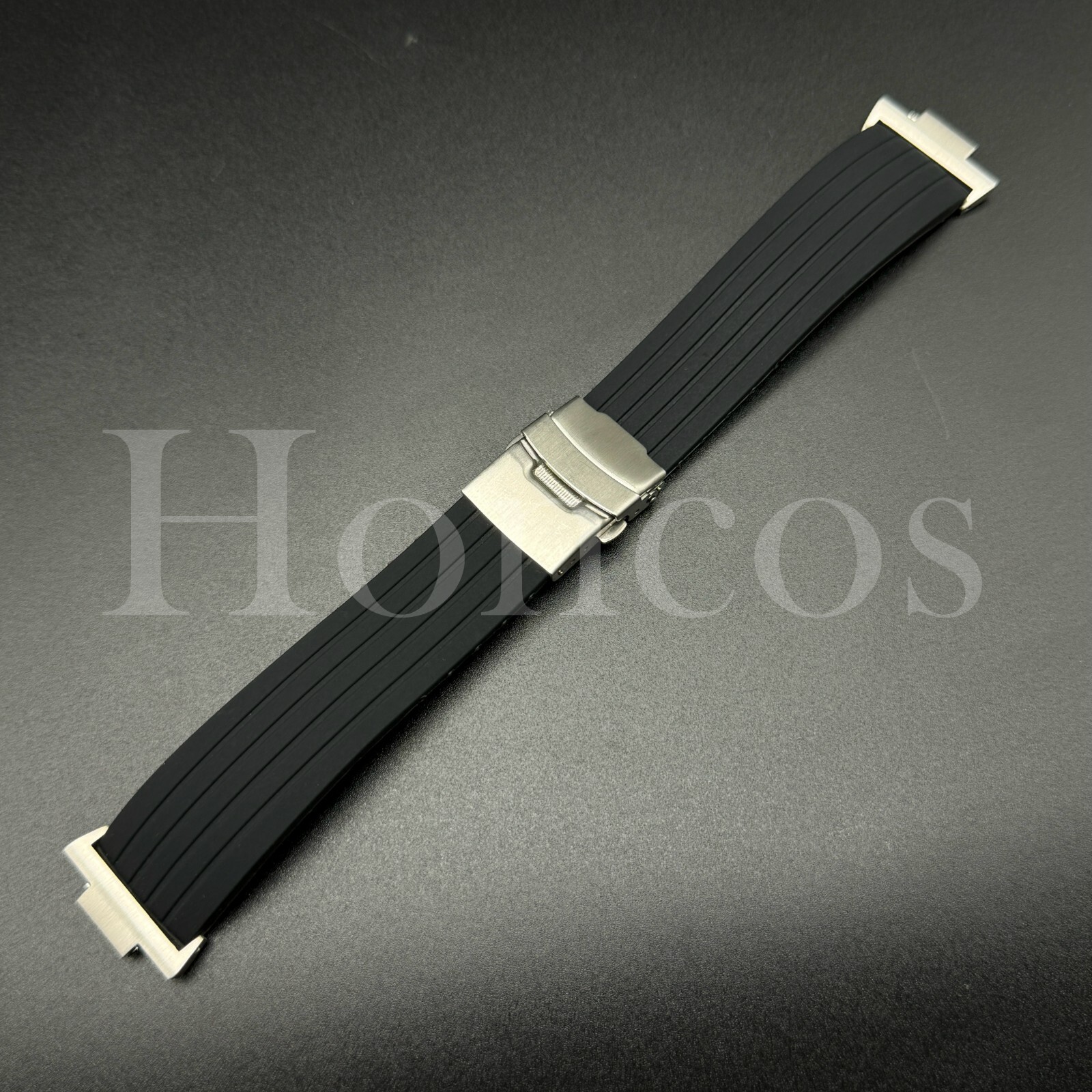 Replacement Black Rubber Watch Strap Fits for Tissot PRX Clasp and Adapter