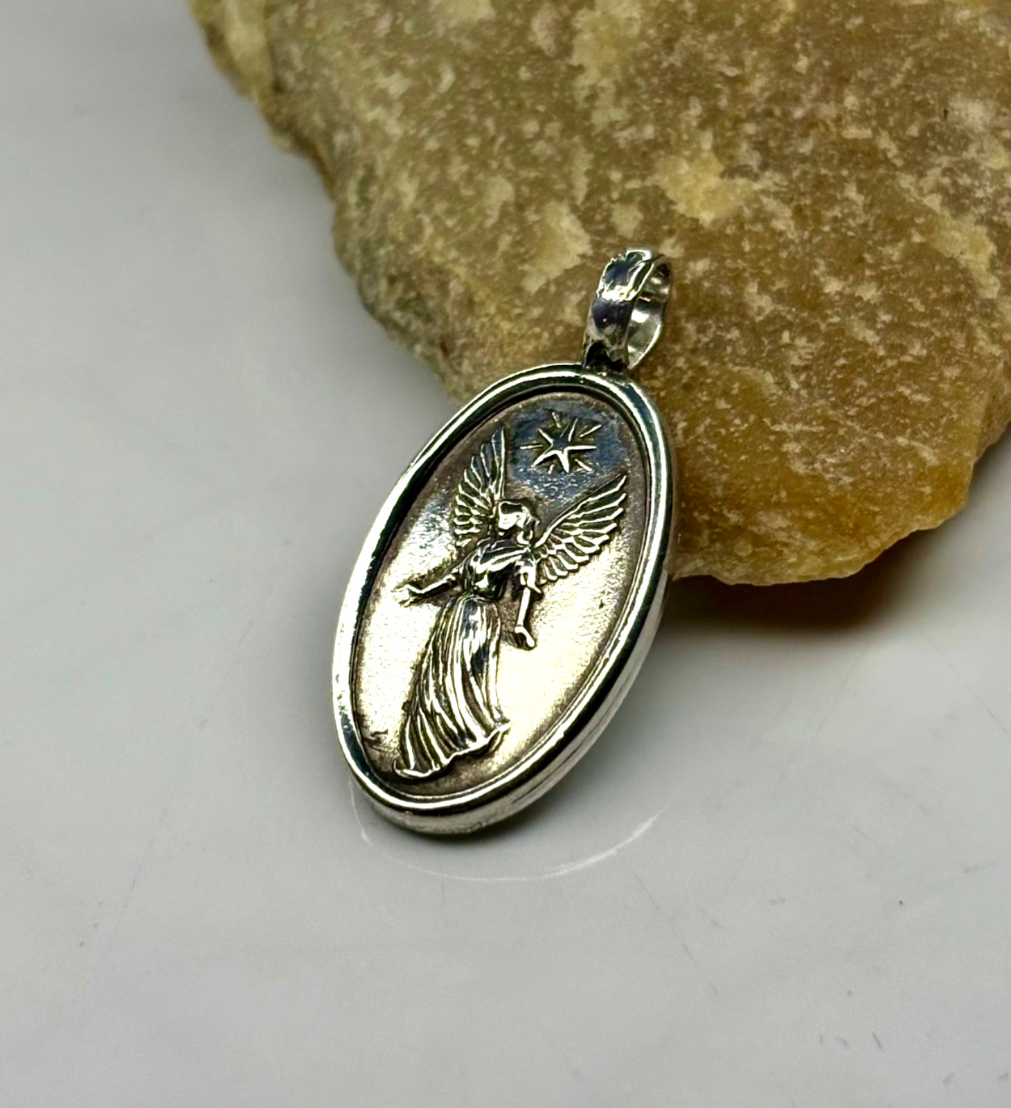 Fine pure Silver 999. guardian angel Minimalist Pendant