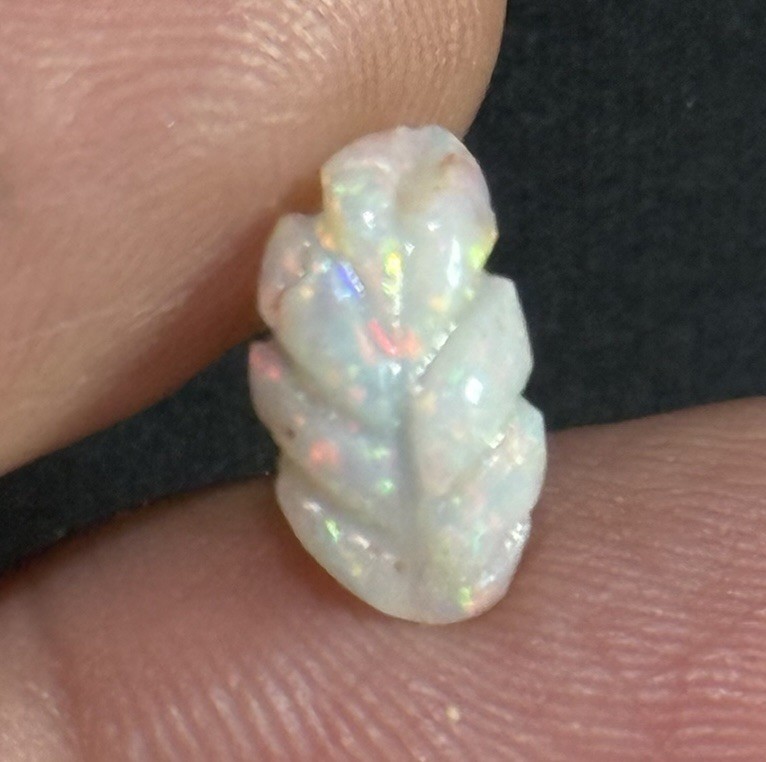 1.35ct 11x6x4mm Little Carved Leaf Colorful Coober Pedy Australian Opal Gemstone
