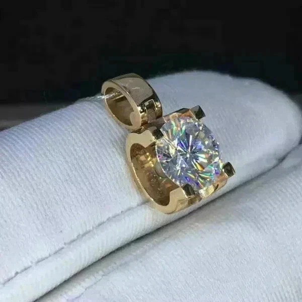 1Ct Lab Created Diamond Solitaire Pendant 14K Yellow Gold Plated With Free Chain