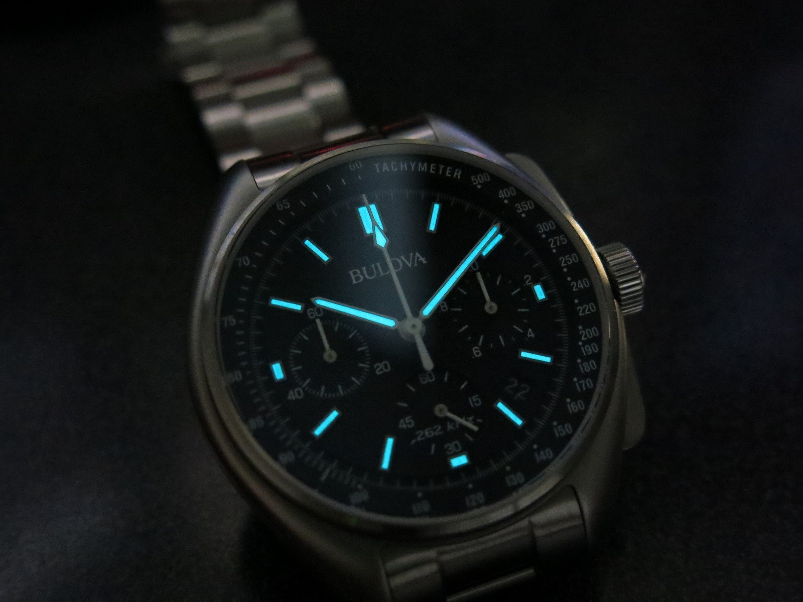Bulova Lunar Pilot Chronograph with Bracelet with full kit boxes and papers