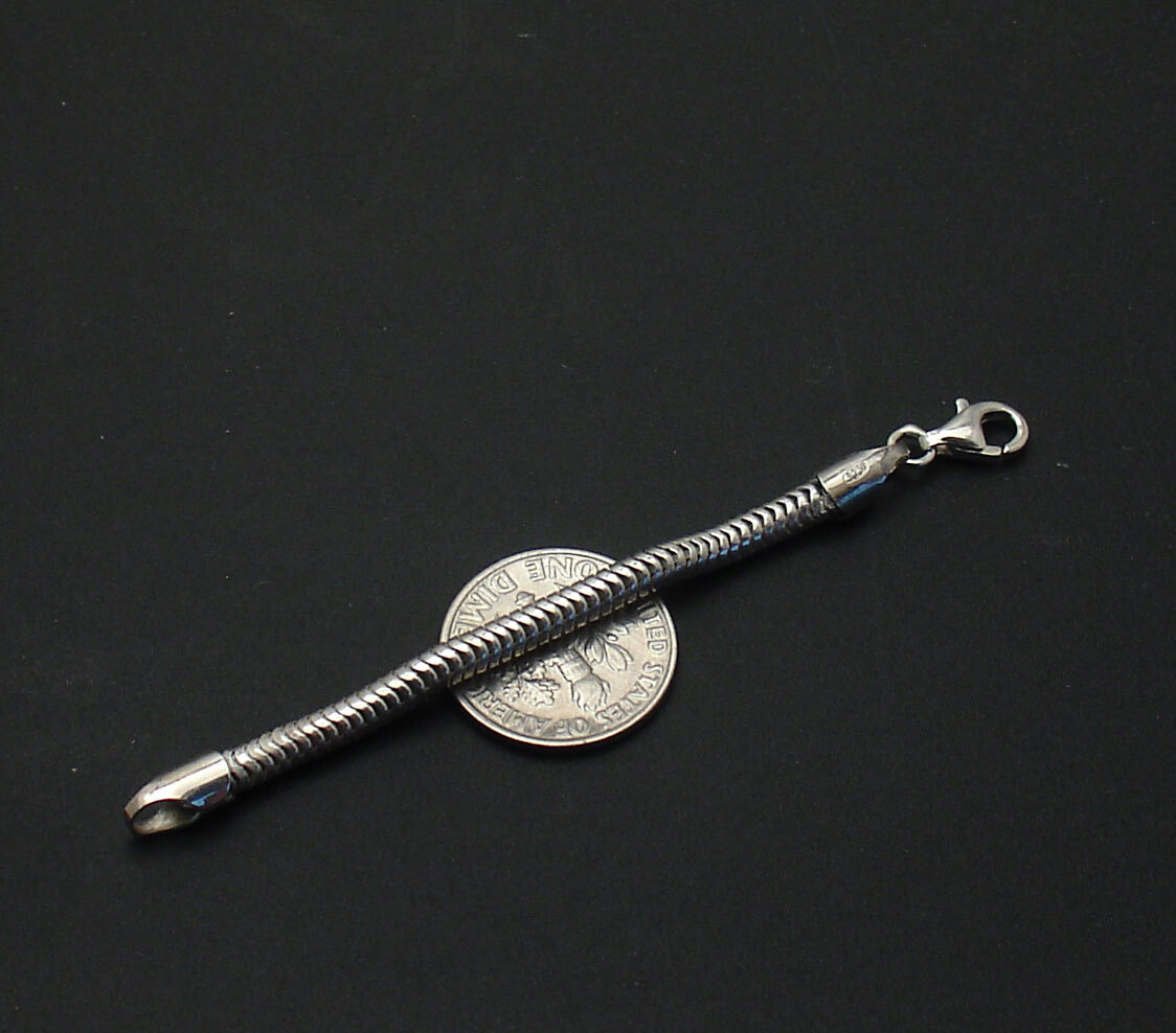 3.2mm Snake Extender Bracelet Chain Necklace Real Sterling Silver Lobster Clasp