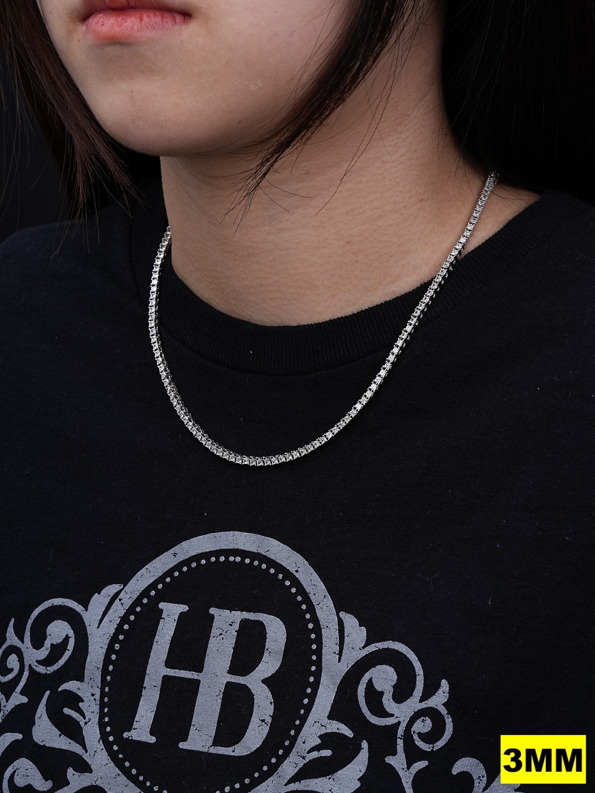 Tennis Chain Real 925 Sterling Silver ICED Square Princess Cut CZ Necklace Chain