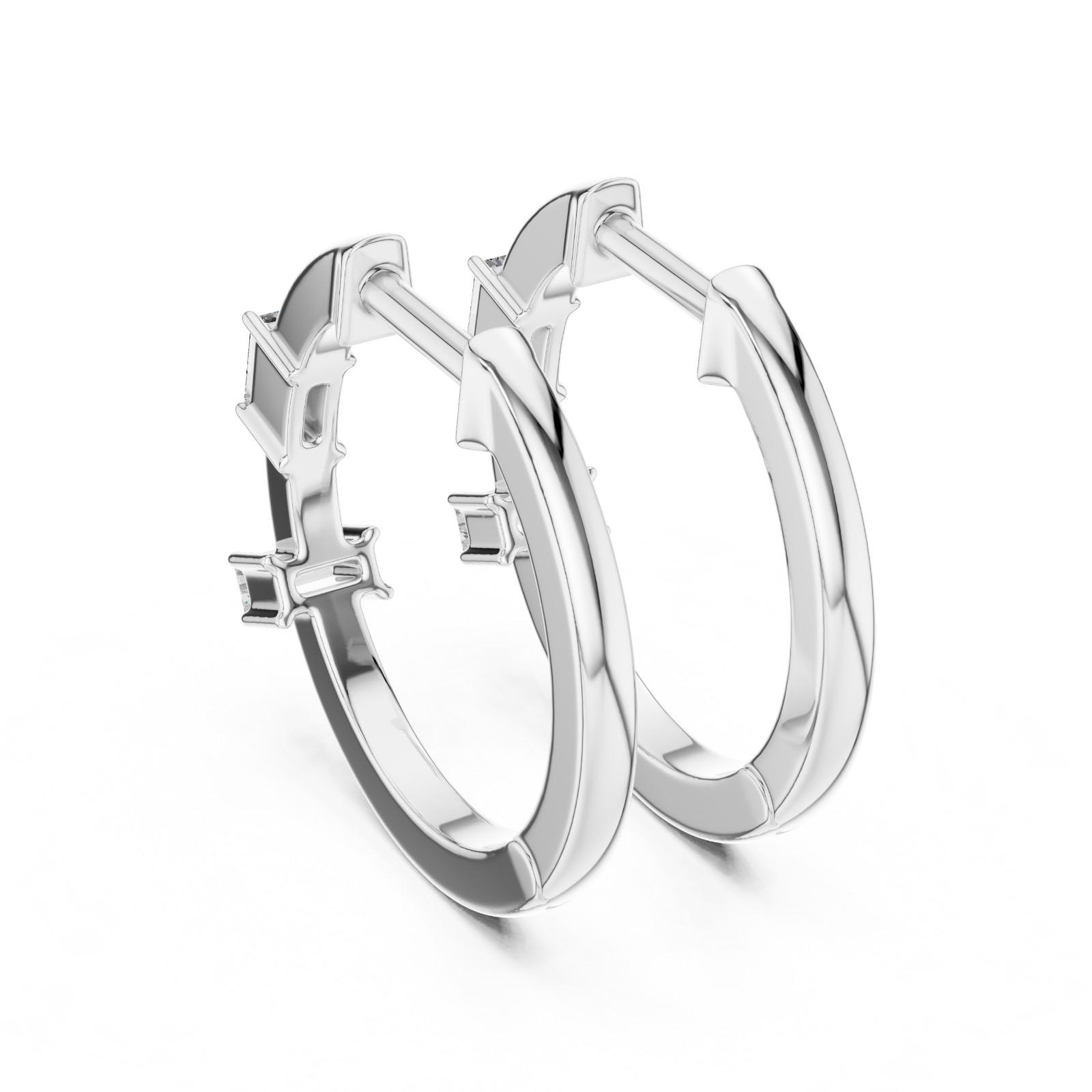 Lab Created Genuine Diamond Hoop Earrings in 925 Solid Sliver