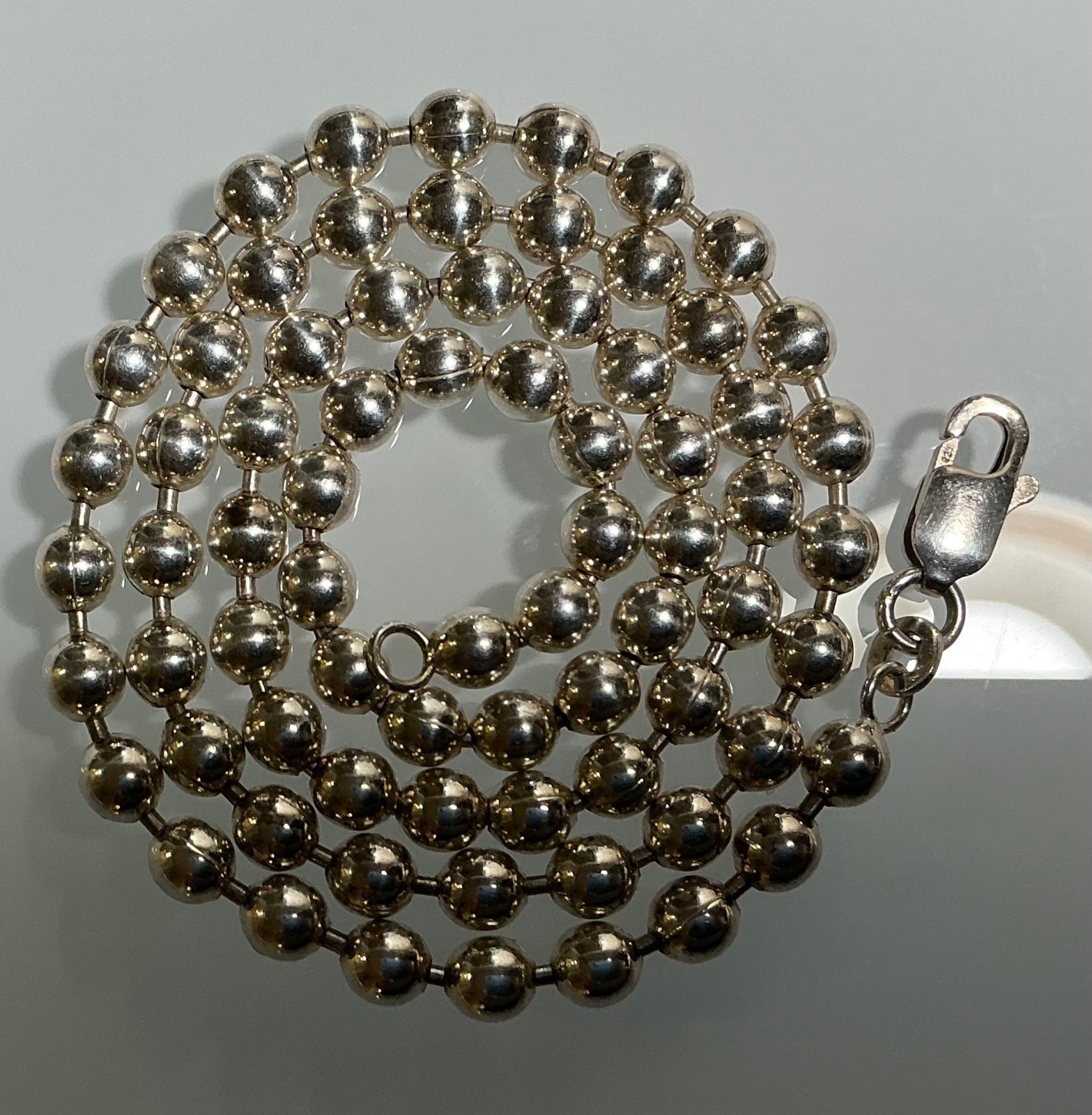 VINTAGE STERLING SILVER 925 BEADED 18 INCH NECKLACE /29GRMS