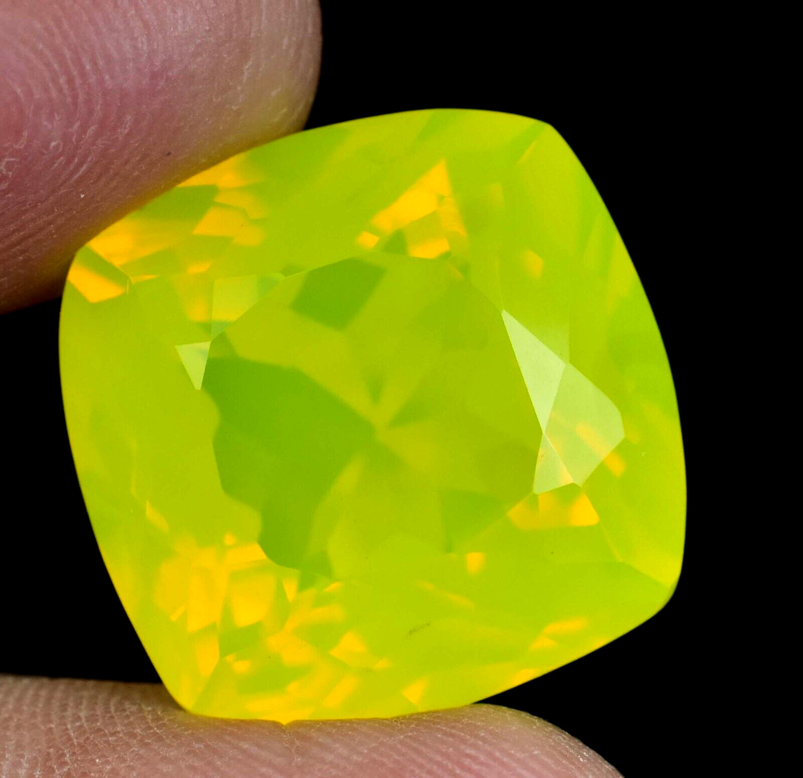 27.10 Ct Natural NEON Yellow Opal Certified Flawless Unheated Loose Gemstone