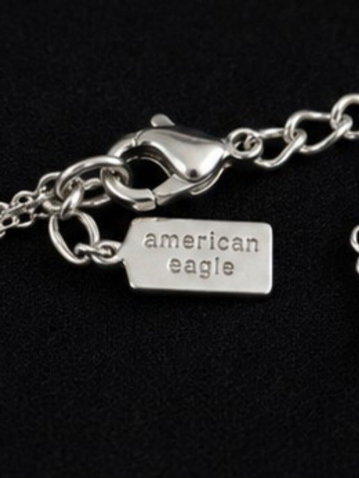 American Eagle Layered Y Drop Lariat Necklace Faux Abalone Silver Tone Boho Y2K