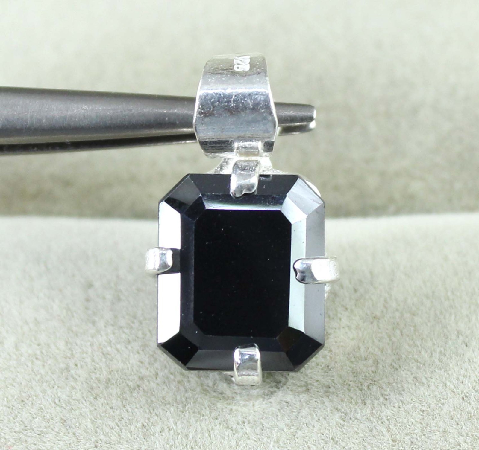 Emerald Cut Black Diamond Solitaire 6.80 Carat Certified Prosperity Pendant