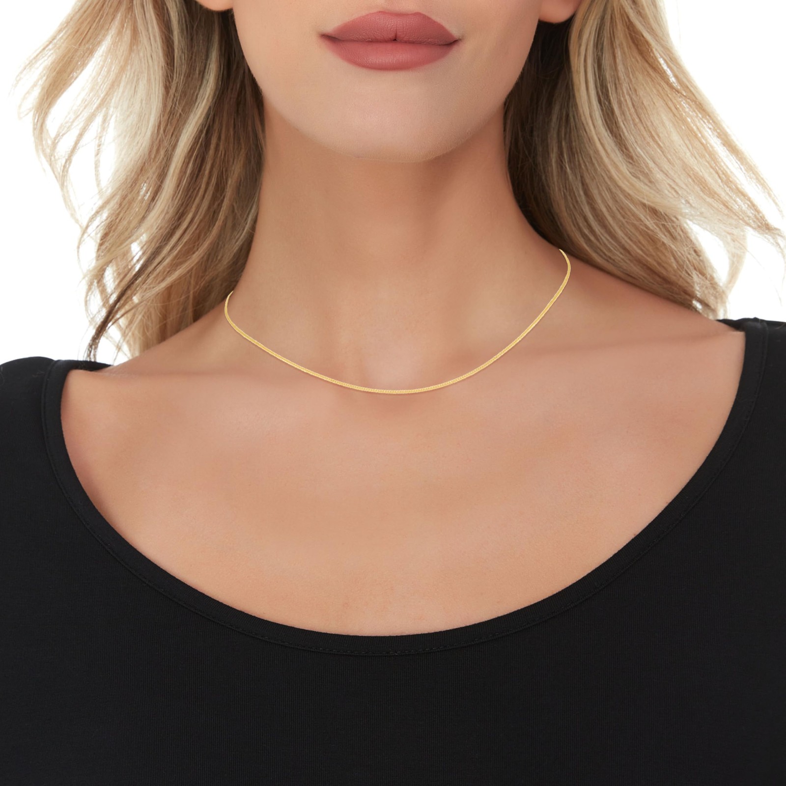 Floreo 10k Yellow Gold 0.75mm Solid Miami Cuban Gourmette Chain Necklace