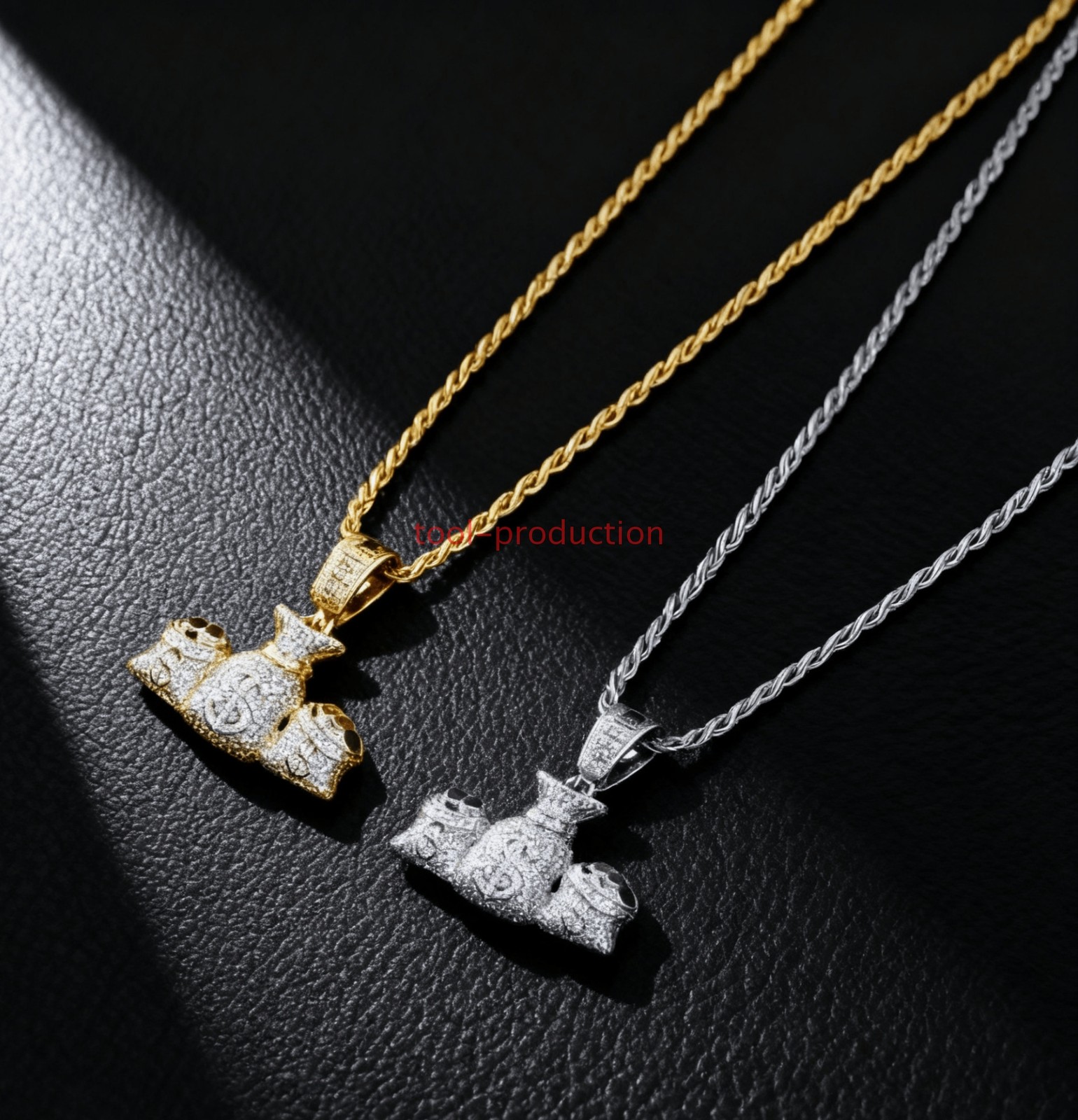 tool-production Hip Hop Style Multi Money Bag Zircon Pendant With Free Chain