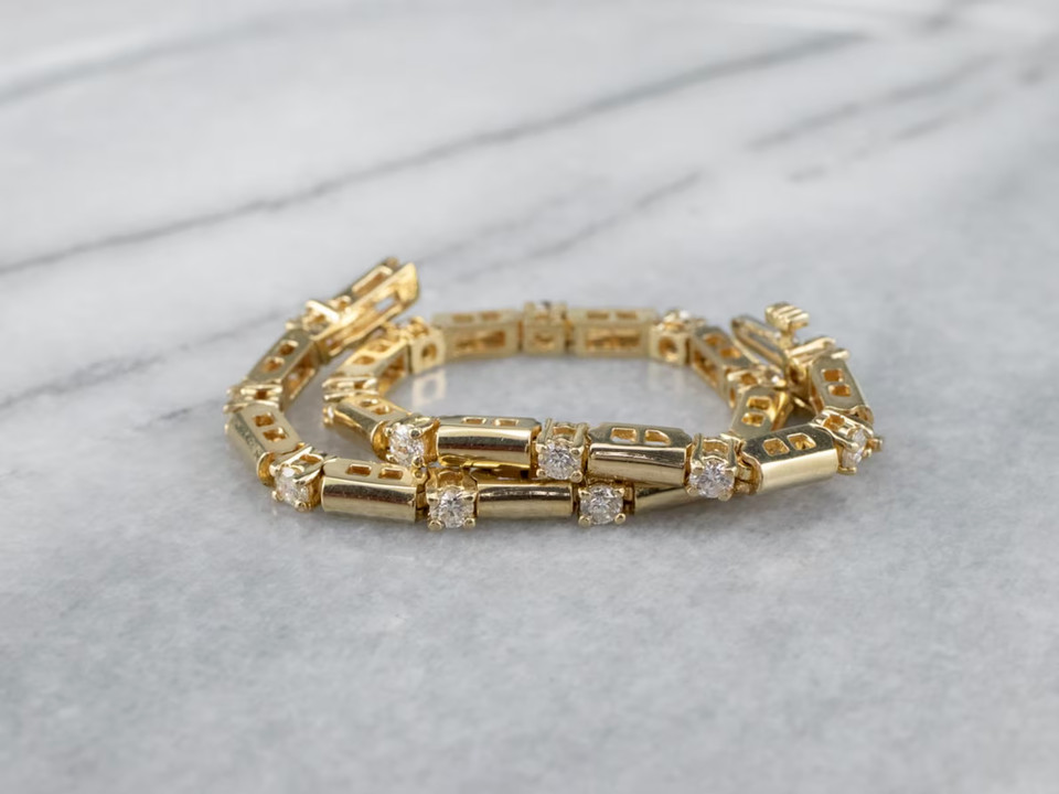 14K Yellow Gold Finish 4Ct Diamond Round Cut Lab Created Women’s Tennis Bracelet