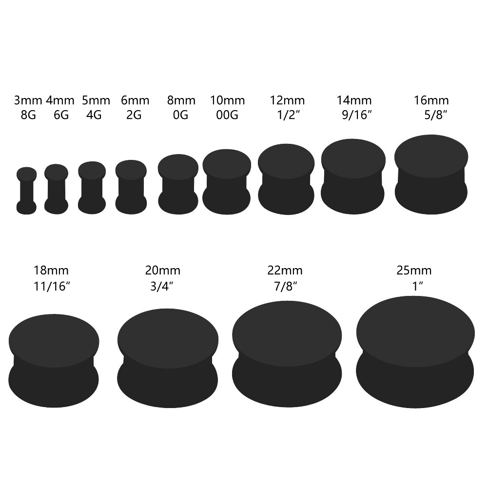 2g-3/4″ 16Pcs Solid Silicone Ear Tunnels Plugs Gauges Double Flared Body Jewelry