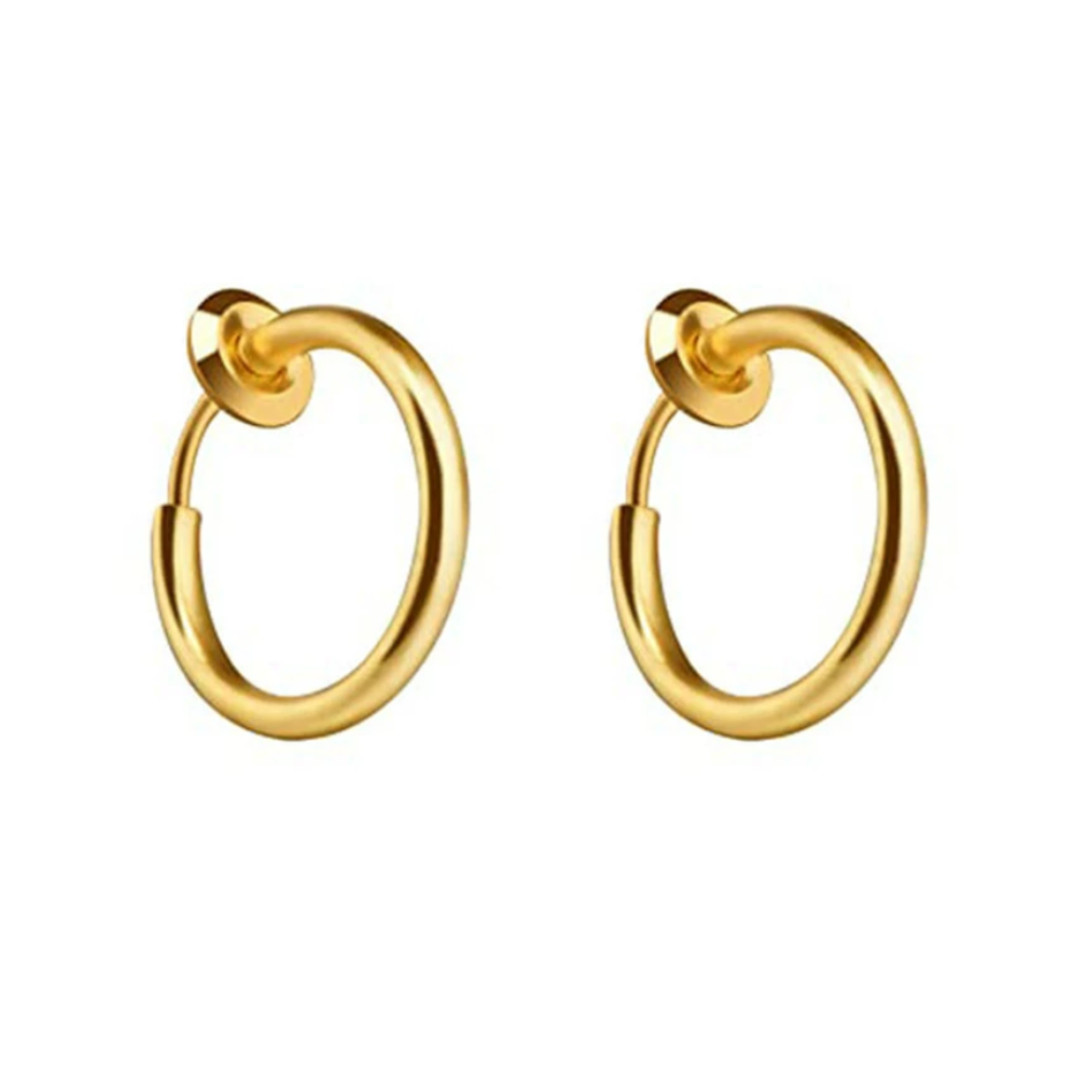 2× Clip-On Spring Action Non-Piercing Fake Septum Lip Cartilage Nose Tragus Ring