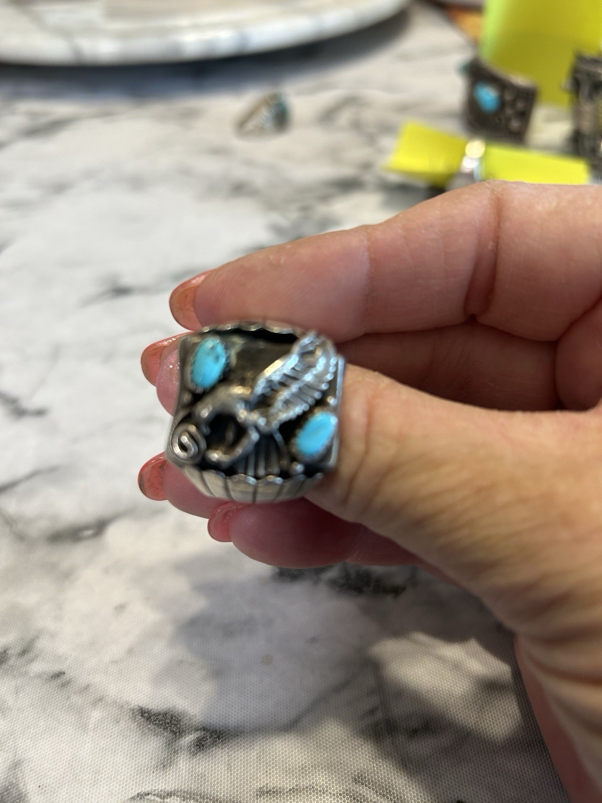 Sterling silver native american mens 10.5,ring from 1970’s
