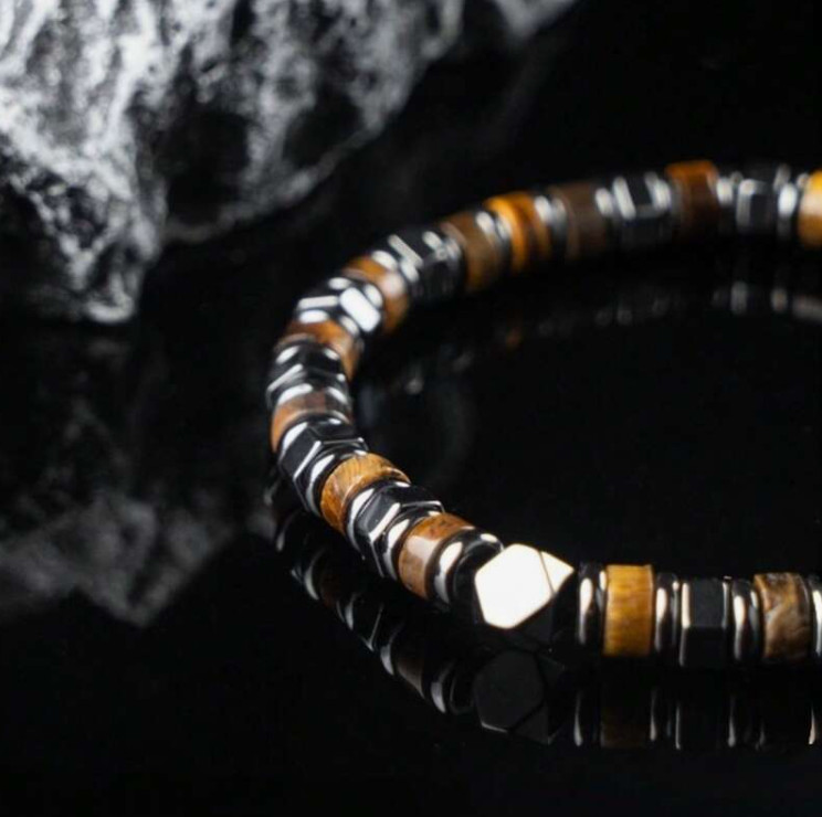 Genuine Tiger Eye Hematite Protection Bracelet Healing Energy Balance Wealth