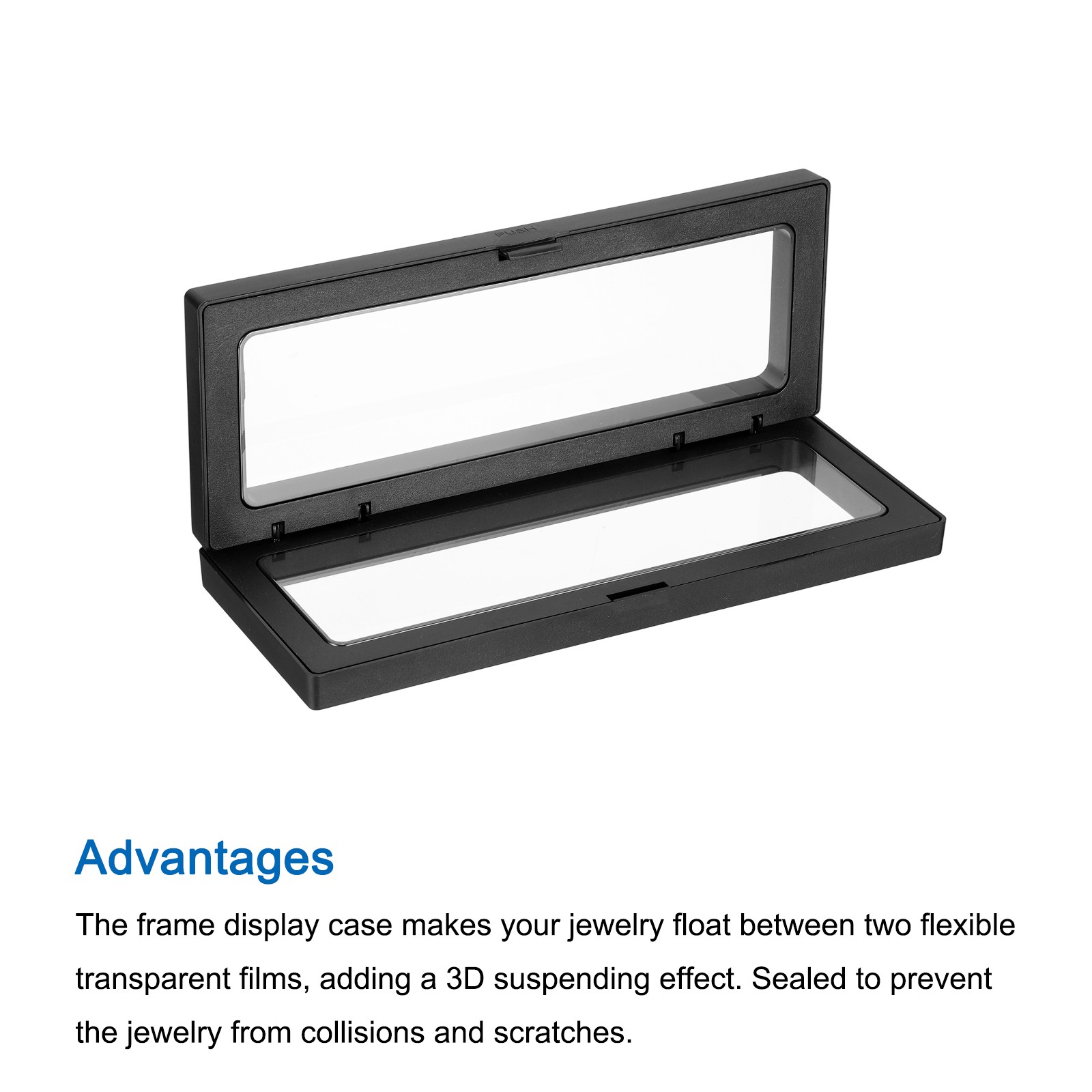 Floating Thin Film Display Box, ABS Frame Case 18cm x 7cm x 2cm Black Pack of 4
