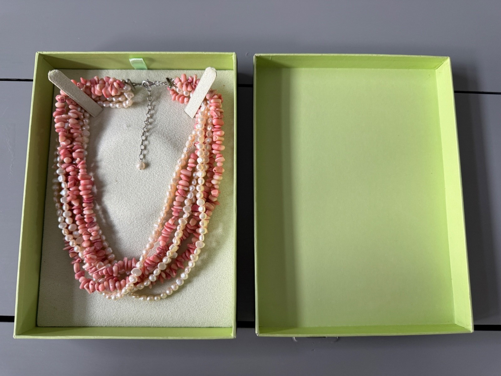 Ross Simons 7 Strand Necklace Bamboo Coral and Freshwater Pearls
