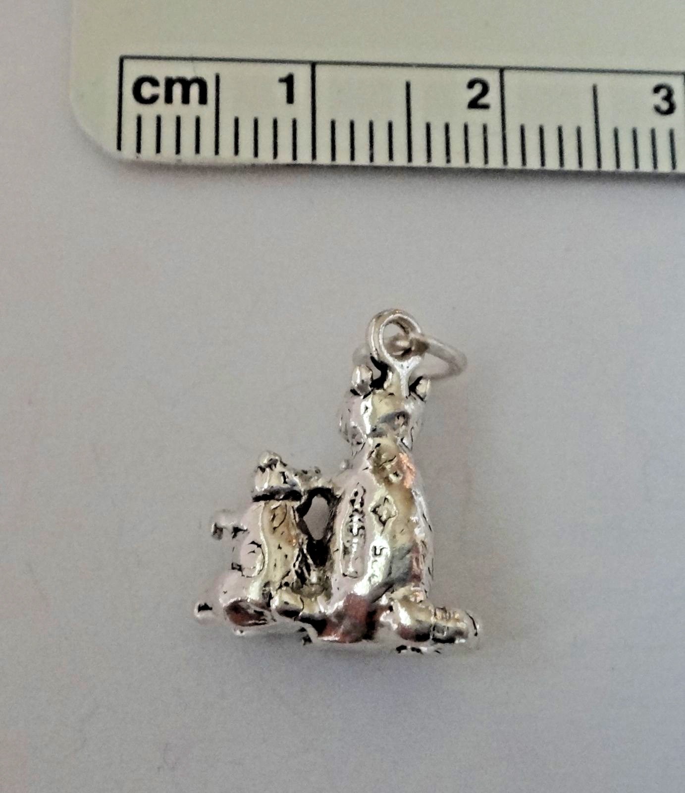 Sterling Silver 3D 16x14mm Detailed Double Raccoon & Baby Zoo Racoon Charm