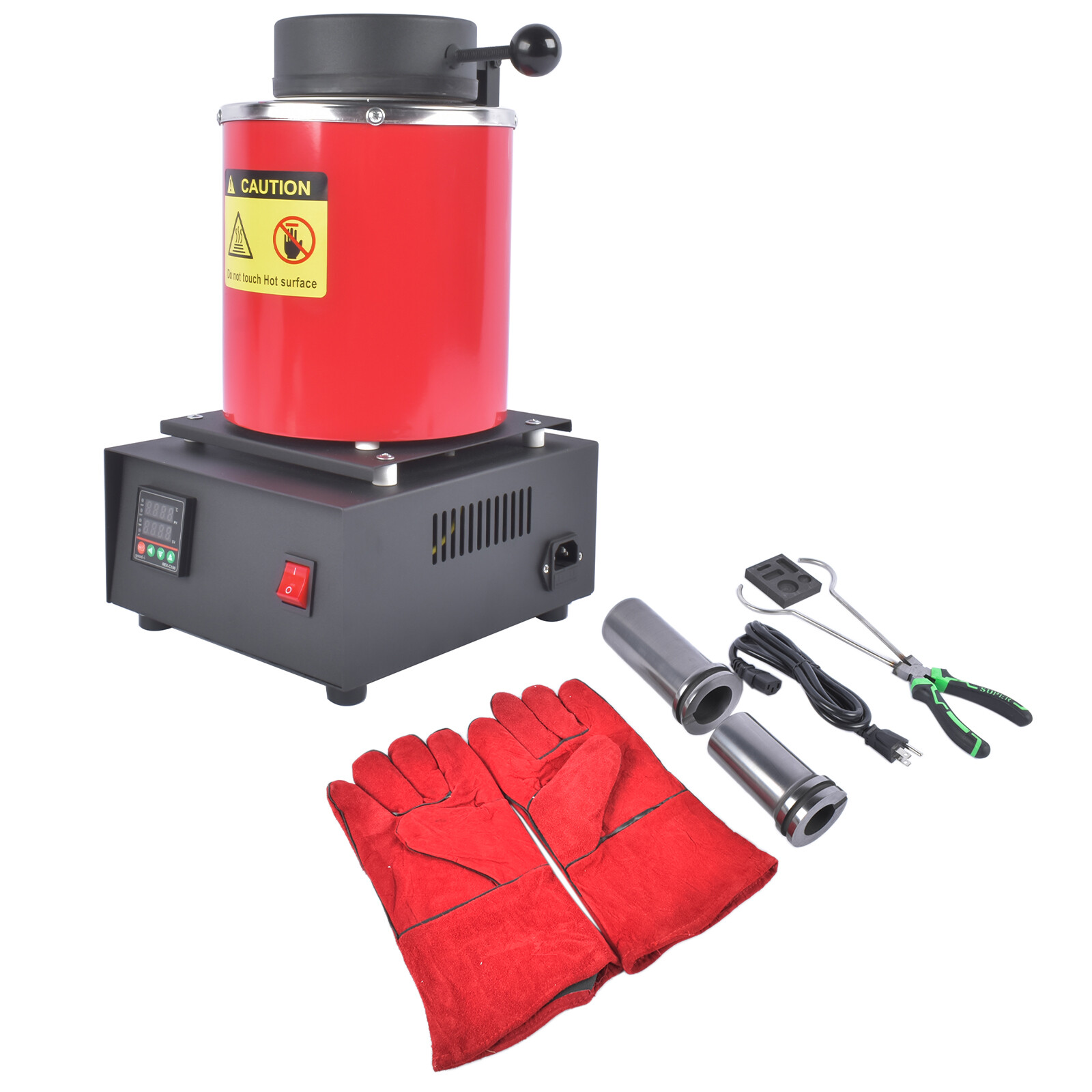 1500W 1150°C/2102°F Small High-Temperature Casting Furnaces 110V Red 1KG 2KG 3KG