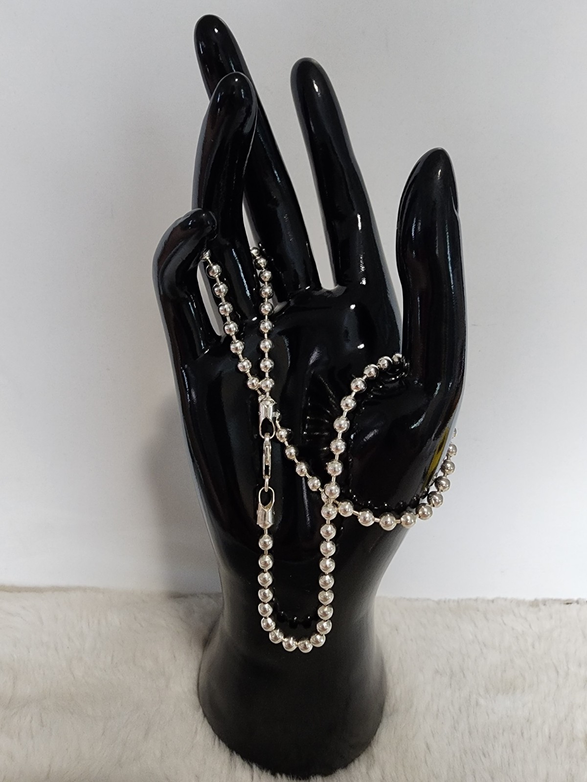 Italian 925 sterling silver solid bead choker, 16 inches or 40 cm