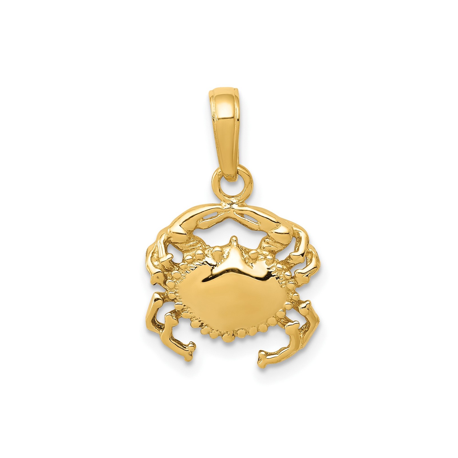 14k Yellow Gold Crab Pendant Cancer Zodiac Nautical Ocean Astrology Necklace