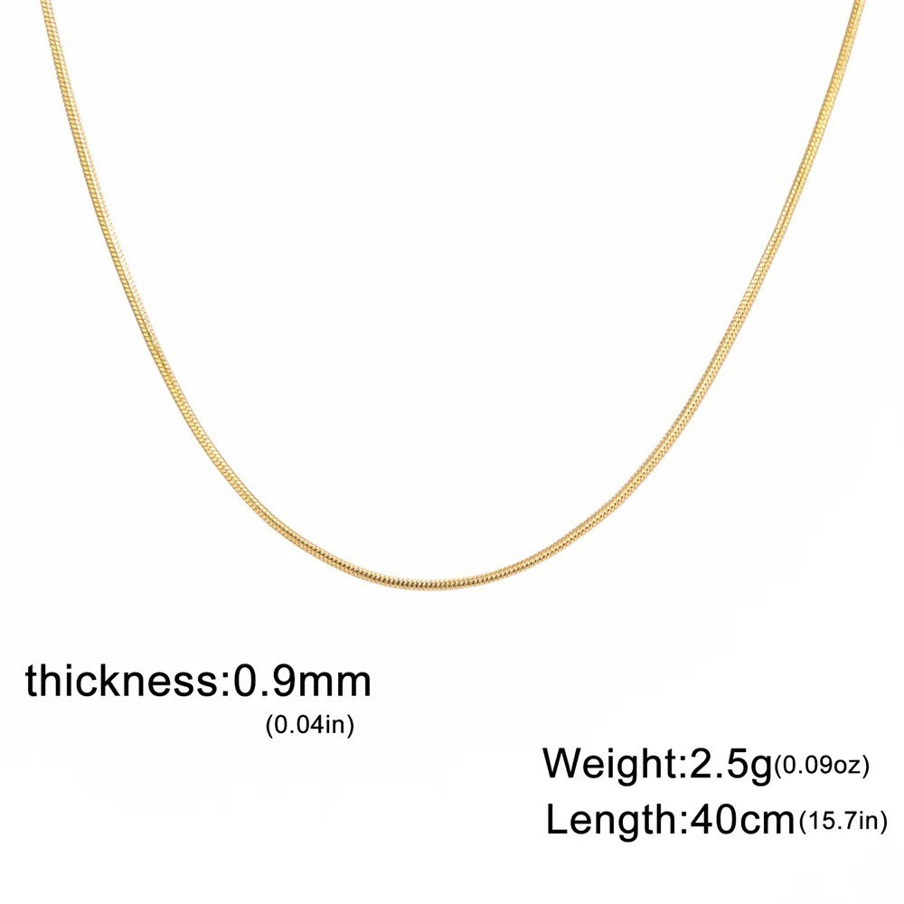 Round Snake Chain Necklace Stainless Steel Thin Chain Choker Unisex Gift