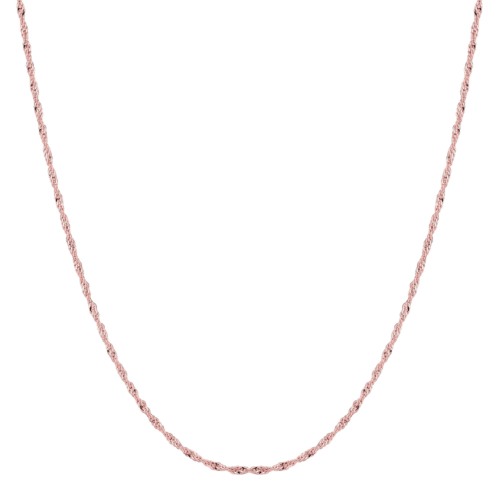 14k Rose Solid Real Gold Singapore Chain Necklace, 1.0mm, 18″
