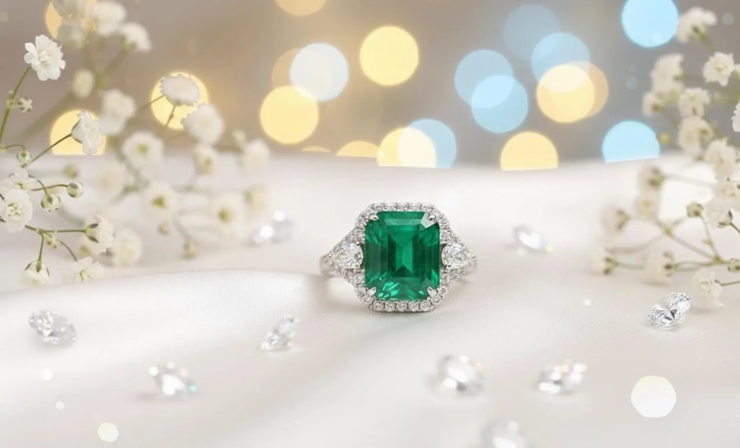 IGL Certified 6.80 Ct Natural Emerald & Diamond Wedding Gift Ring 14K White Gold