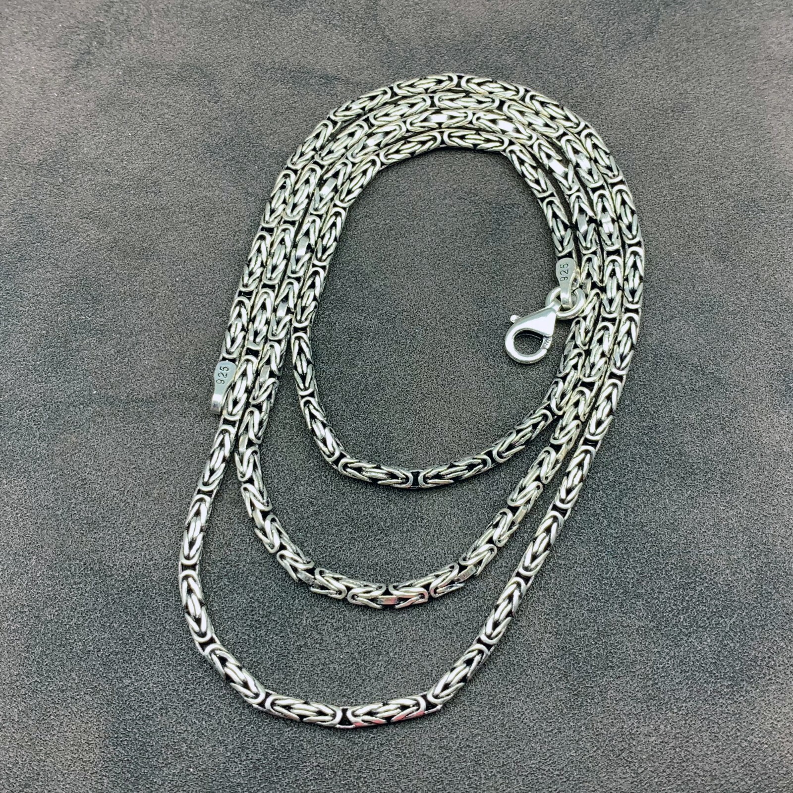 925 Sterling Silver Byzantine Chain 2 mm, 3 mm, 4 mm, 5 mm King Chain Necklace