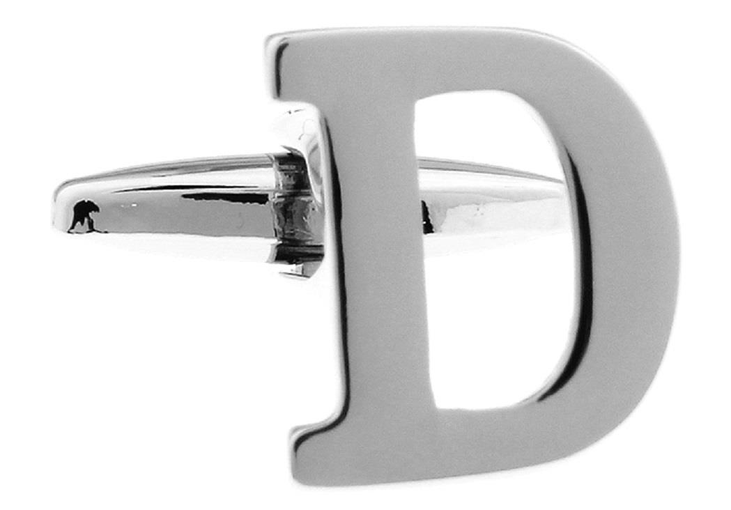 Letter D Pair of Cufflinks Wedding Groom Dad Fancy Gift Box & Polishing Cloth