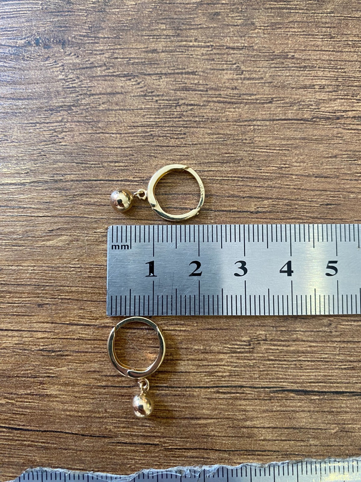14K Gold Dangling Drop Earrings, Bead Earrings, Cartilage Upper Earlobe, Small