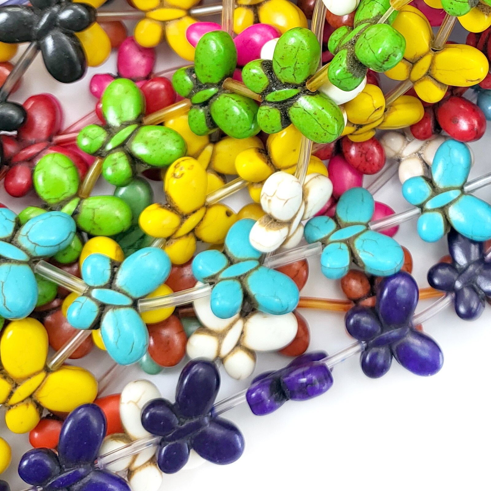 Butterfly Pendant Gemstone Bead Howlite Turquoise 15″ 20mm 35mm Summer Charm
