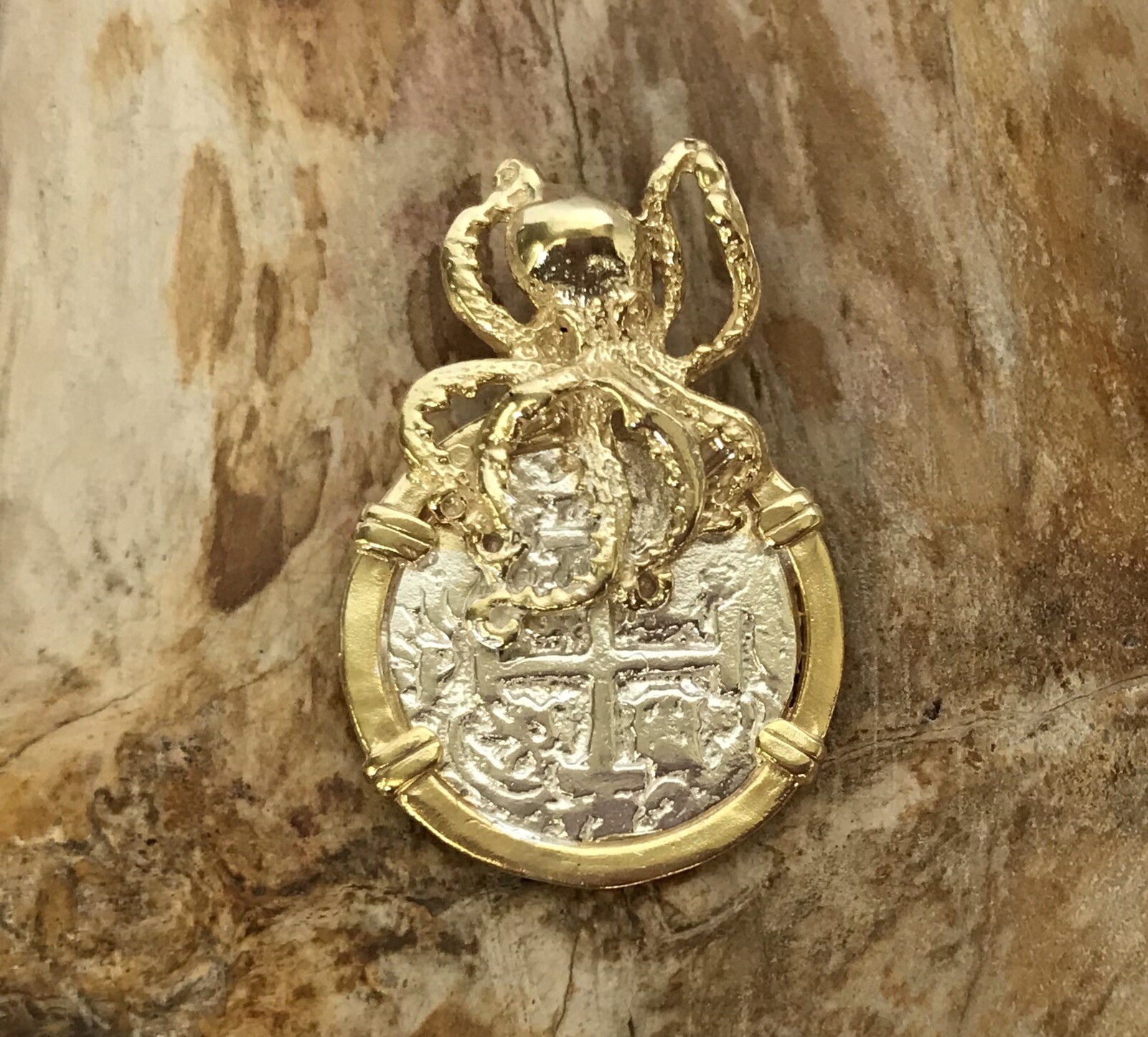 ATOCHA Coin Design Pendant 1600-1700 Octopus Sterling Sunken Treasure Jewelry