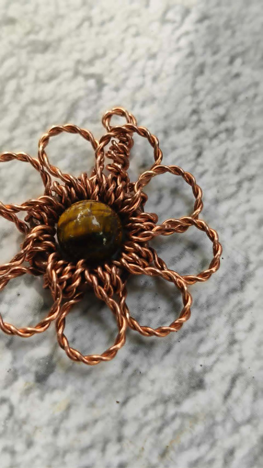 Flower Copper Pendant Wire Wrapped Tiger Eye Energy Health Luck Jewelry #PM1